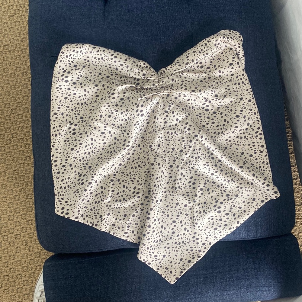 f21 strapless silk top with rutched top